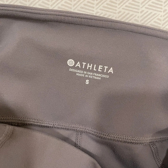 ATHLETA Meshblock Stash Pocket Salutation Tights Gray Blue Size Small - Picture 6 of 13